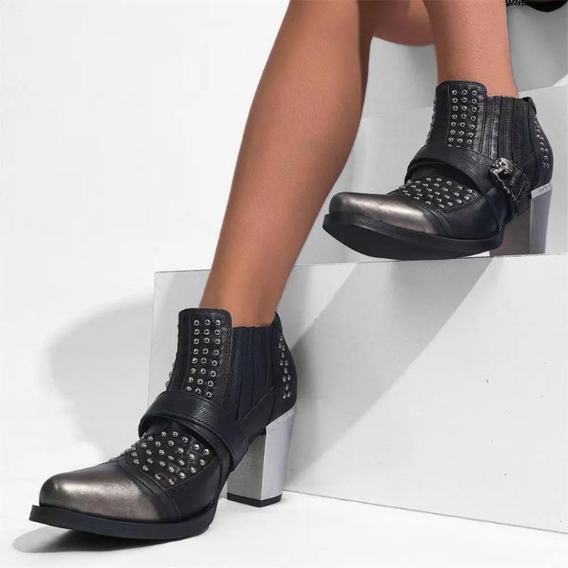 Fashion Big Size Vintage y2k Maillard Style Boots Retro Black Cowboy Boots Women High Heels Retro Western Boot High Quality Shoes