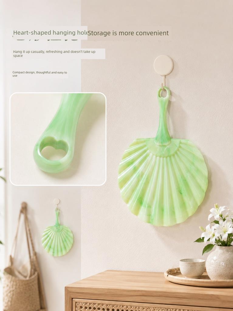 New Chinese-Style Portable Plastic Summer Mosquito-Repellent Durable Shell Fan, High Aesthetic Value, Household Hand-Held Fan, Palm Leaf Fan