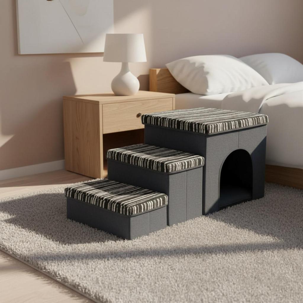Modular Pet Staircase with Storage Easy Assembly Stair Hideaway Den
