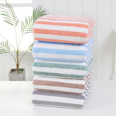 35x75cm ręcznik kąpielowy koralowy polar z mikrofibry w paski dla dorosłych tekstylia domowe łazienka miękka kobieta Sauna Spa ręcznik chłonny