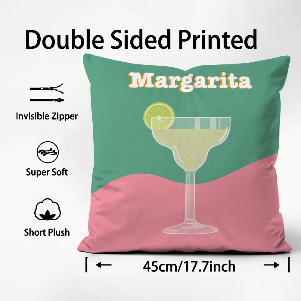 Hot M-Mmargarita Cocktail Arted Cushion Cover Soft Washable Pillow Case Multi-Scene For Couch Bed Travel Office Use