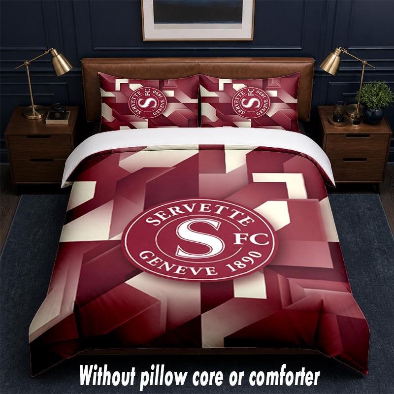 Servette FC Design Bed Bedding Set 1 Duvet Cover + 2 Pillowcases Soft Breathable Household Bed Linens