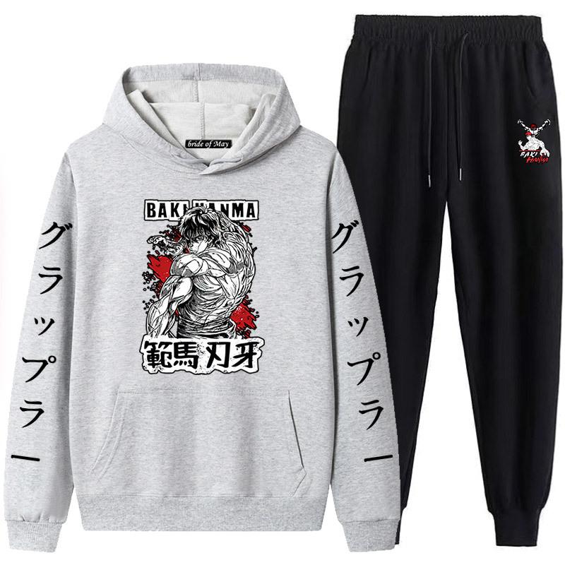 Anime Baki der Grappler Muster Männer der Trainingsanzug Sets Casual Hoodie Und Hosen 2 stücke Sets Mode Sweatshirt Harajuku Pullover
