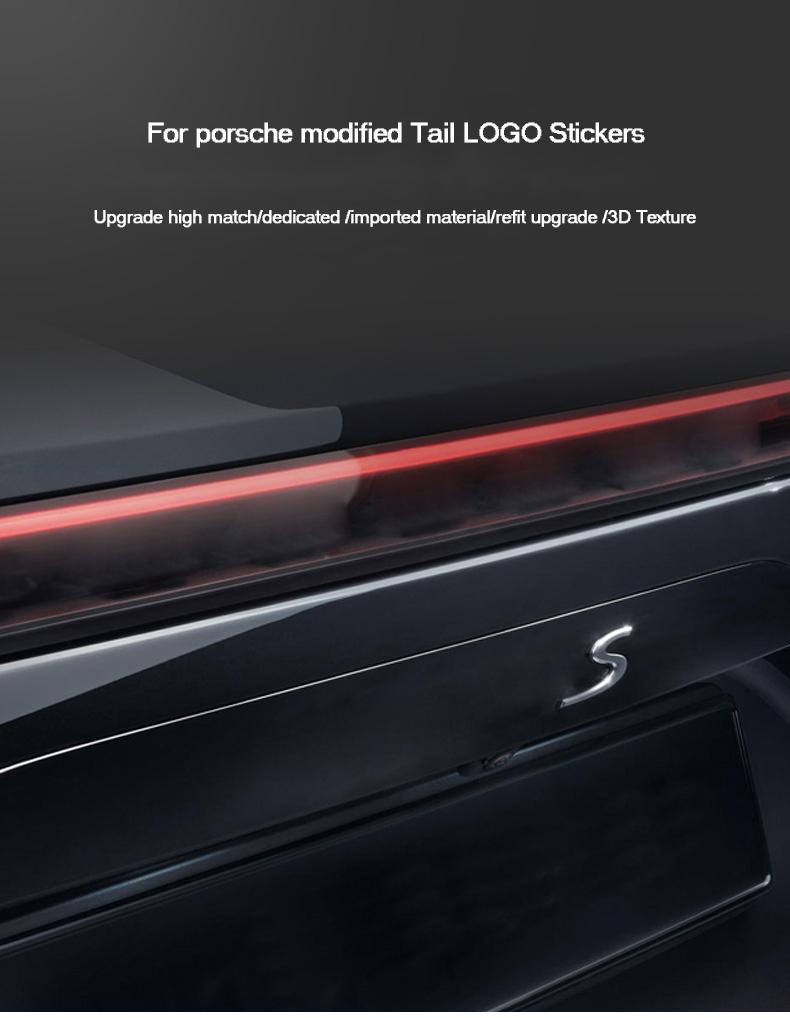 Car Rear Cover Trunk Boot S Emblem For Porsche Macan Cayenne Panamera 718 911 Car Exterior Decoration Accessories