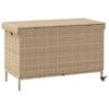 Garden Storage Box with Wheels Beige 110 x 55 x 73 cm Poly Rattan
