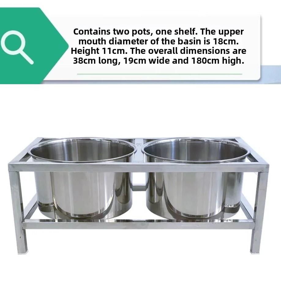 Stainless Steel Dog Food Bowl Fix Prevent Knocked Over Double-bowl Protection Neck Easy Clean Pet Feeding Products Accessories