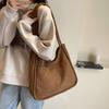 Simple niche canvas bag, new large-capacity women's retro shoulder bag, textured commuter shoulder underarm bag for women