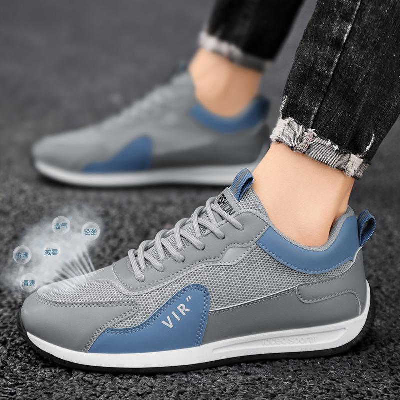 Men s shoes spring breathable mesh versatile youth leisure sports running non-slip inner height increase Xiaobai dad tide shoes 39 серый 2956₽