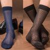 Elegant Mens Sheer Diamond Pattern Dress Socks See Through Nylon Business Formal Wear Thin Middle Tube Calf Length Socks