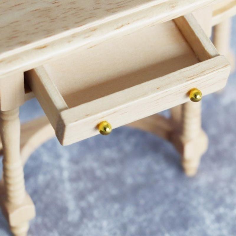 1/12 Miniature Dollhouses Table with Openable Drawer for Realistic Scene Display Decors and Children Imaginative Play