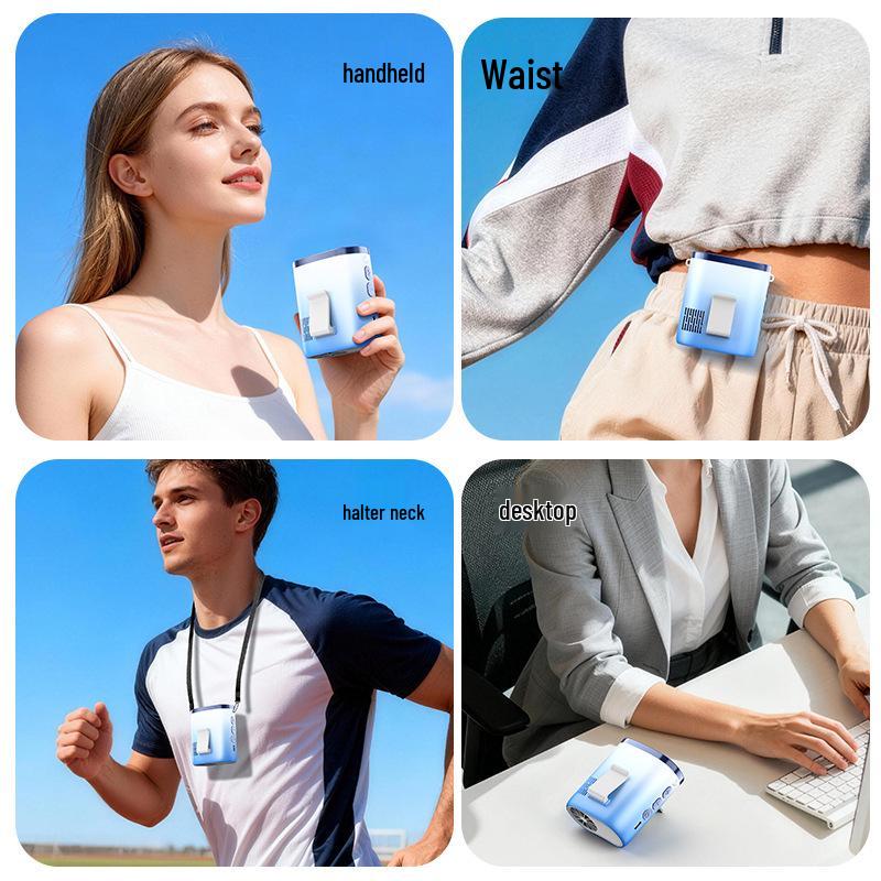 Cross-Border Ice Pack Cooling Waist and Neck Hanging Fan: Mini Handheld High-Speed Electric Fan for Outdoor Use