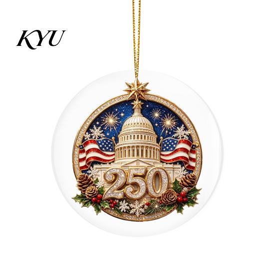 Decorative Mantel Fence Accents 250th Anniversary Acrylic Hanging Ornament, Double Side Printed Festive Holiday Decor Christmas Door Window
