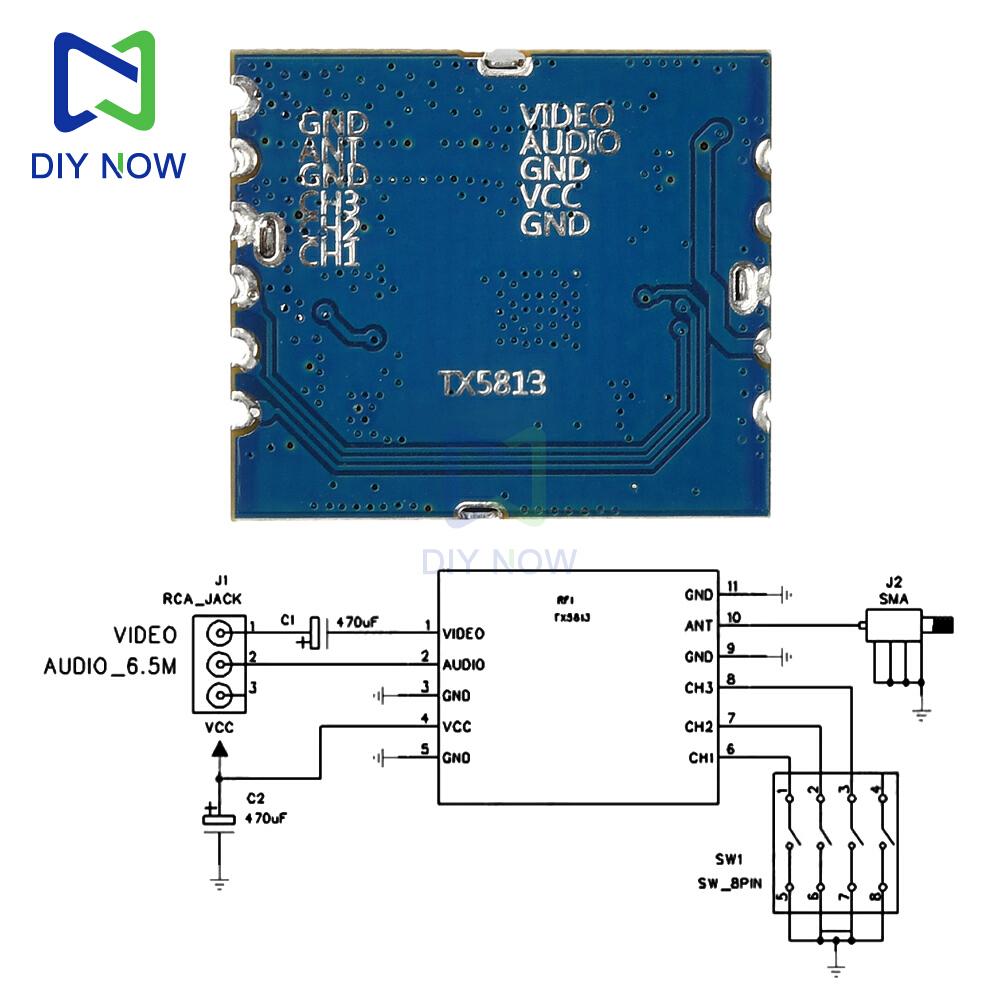 5.8G transmitter module TX5813 20mW image transmission transmitter 8-channel FM transmitter image transmission module