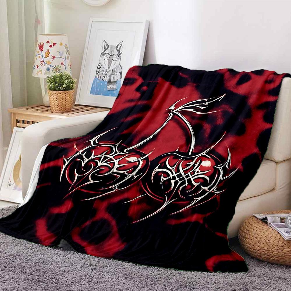 1pc Flame Heart cherry Blanket, Lightweight Flannel Throw Blanket For Sofa, Bed, Travel, Camping, Living Room, Office, Couch, Chair, And Bed