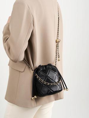 Bolso Cruzado Tipo Cubo para Mujer de Cuero Genuino con Cadena 2024 - Gama Alta, Versátil, Diseño Pequeño de Mano