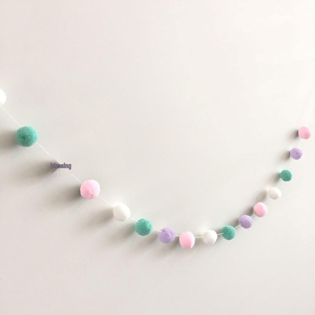3in Macaron Color Pom-pom Bunting Decoration for Children's Room or Festival