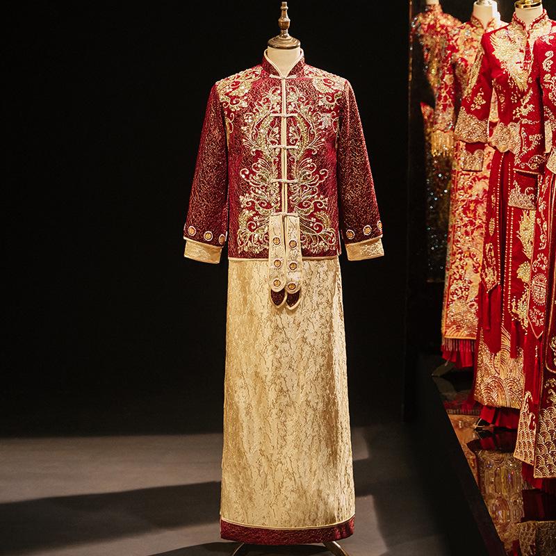 

2026 Groom Xiuhe Dragon Phoenix Suit – New Style Chinese Wedding & Toasting Attire for Men | Retro Formal Wear M