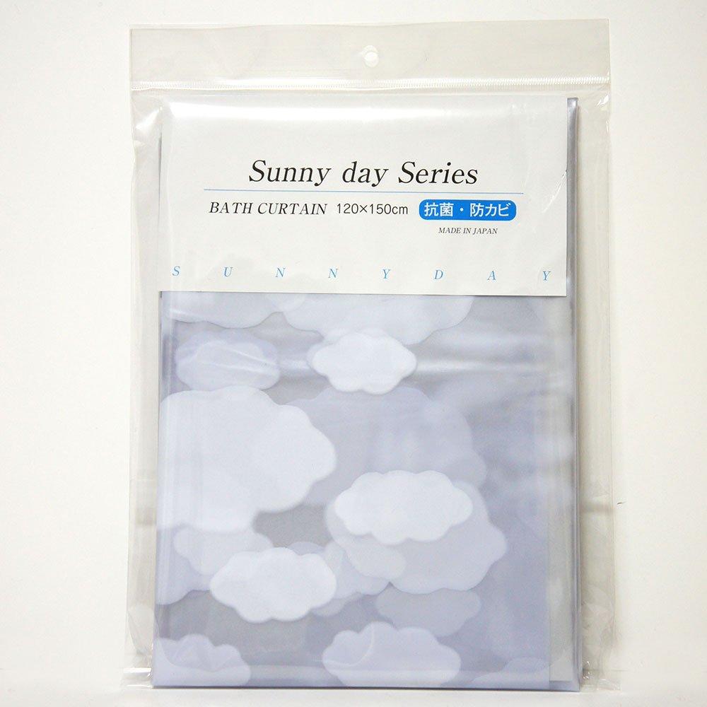 Sunny Day Cloud Pattern Shower Mildew Made In Japan Curtain, Semi-Transparent, 120x150mm, Resistant,
