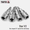 YATO 1/2" Star Screwdriver Socket Set, Chrome Vanadium Steel, S2 Head