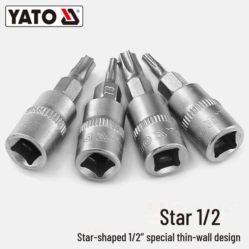 YATO 1/2" Star Screwdriver Socket Set, Chrome Vanadium Steel, S2 Head