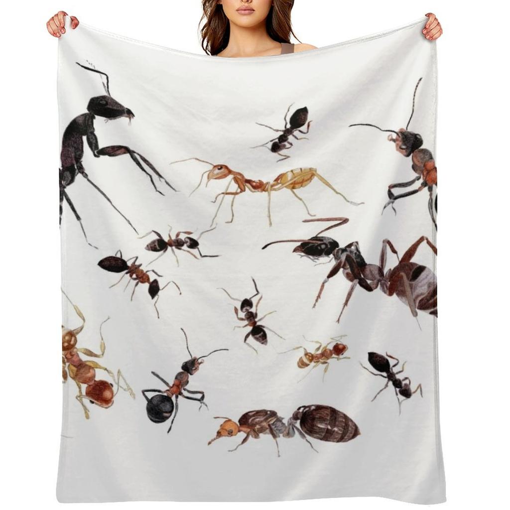 A Medley of Ants Throw Blanket Thermal Softest Retros Sofa Quilt Blankets