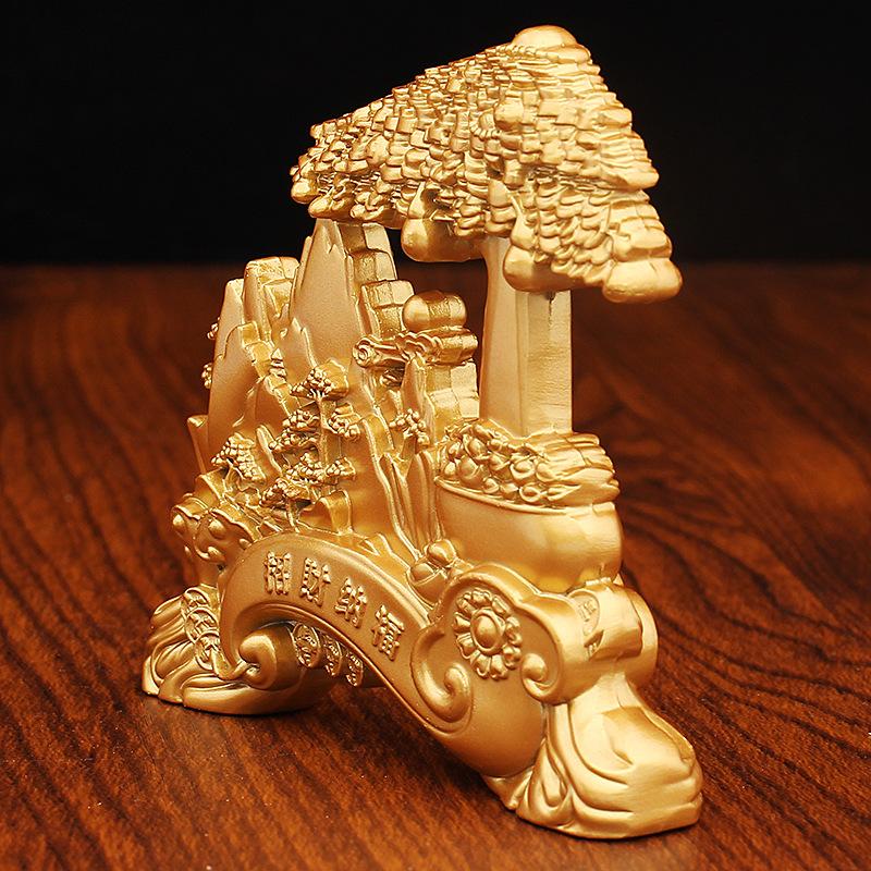 Huangshan Ornament, Welcome Pine, Cash Tree Ingot Alloy Feng Shui Ornament Home New Metal Crafts