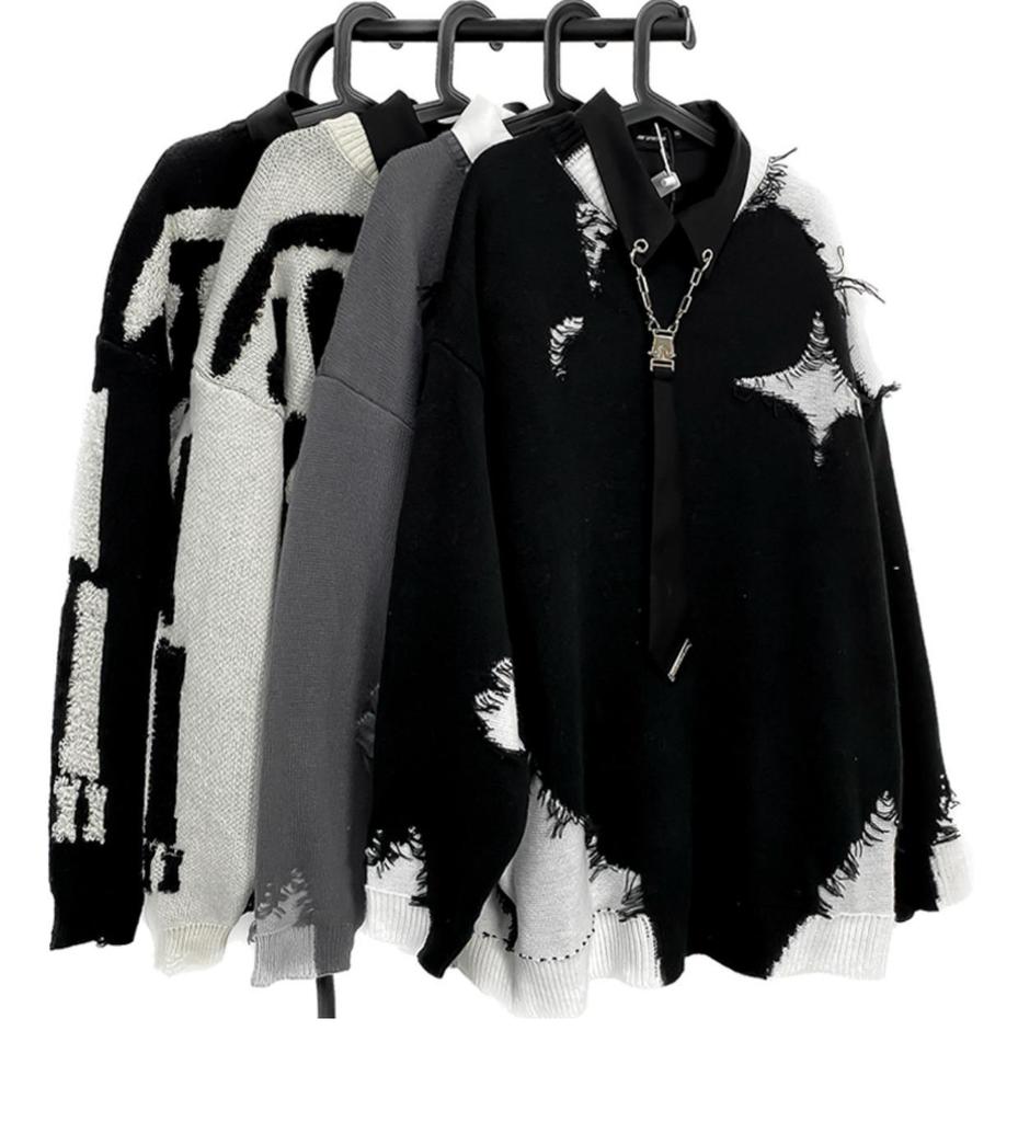 Men's Retro College Style Layered Knit Sweater - Loose Fit, Contrast Colors, Spring & Autumn