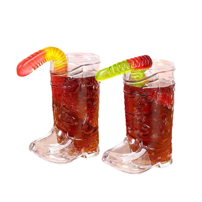 10PCS Clear Mini Boot Glasses Plastic Cups for Western Cowboy Cowgirl Birthday Party Decor Drinkware