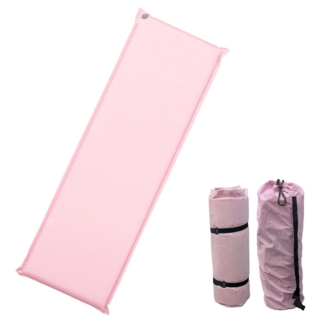 Pastel Pink Reversible Inflatable Mat for Naps and Outdoor Includes Storage Bag Self-Inflating Use,