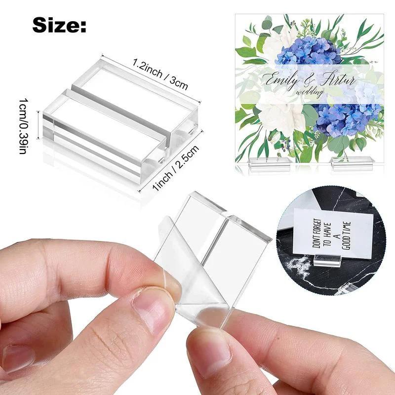 10 Pezzi 30*25*10mm Supporto Acrilico Trasparente Porta Segnaposto Slot Espositore Numeri Tavola Matrimonio per Cartello Foto Ufficio Menu