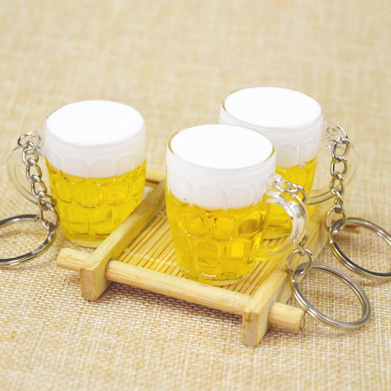 Resin Beer Cups Keychain Car Keyring Key Chain Men Woman Jewelry Simulation Food