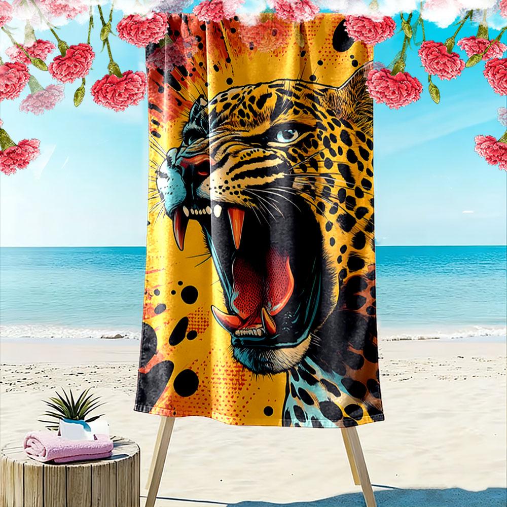 Roaring jungle artistry Print beach towel, quick drying, suitable for travel, outdoor sports, jogging, the beach and swimming, gift