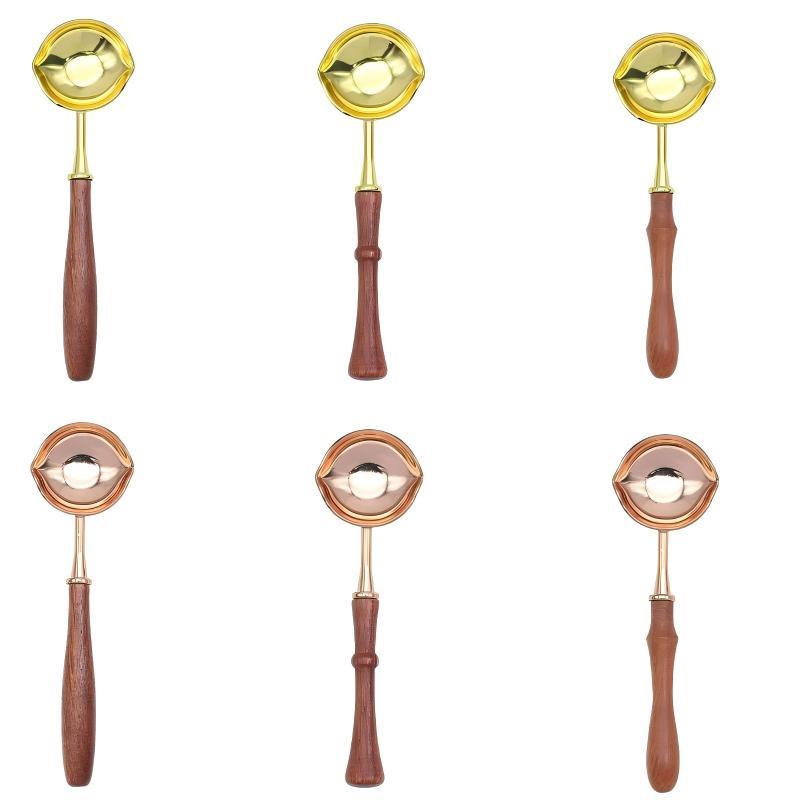 Two Diversion Port Wax Seal Spoon Sealing Spoon With Wooden Handel Wax Sealing Stamp Melting Spoon Wax Seal Warmer Wax Seal