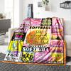 Softball Motivation And Inspiration Quotes Lightweight Customizable Blanket Personalized Name Comfortable Texture Versatile For Sofa Couch Office Bed