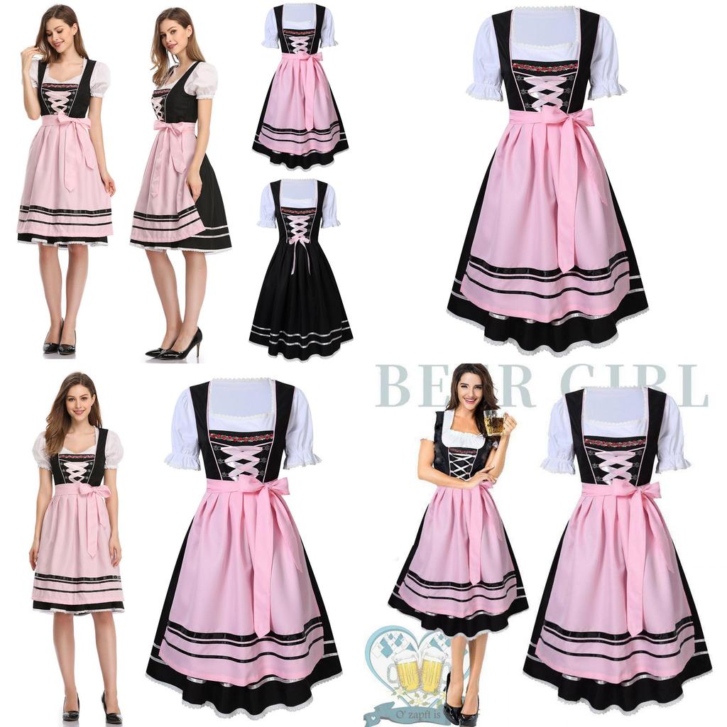 Exquisites Oktoberfest Damen Bierkellnerin Dirndl mit beeindruckender A-Linien-Silhouette