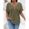 QICED Women's Fashion Casual Solid Color Print Short Sleeve V Neck Blouses & Shirts