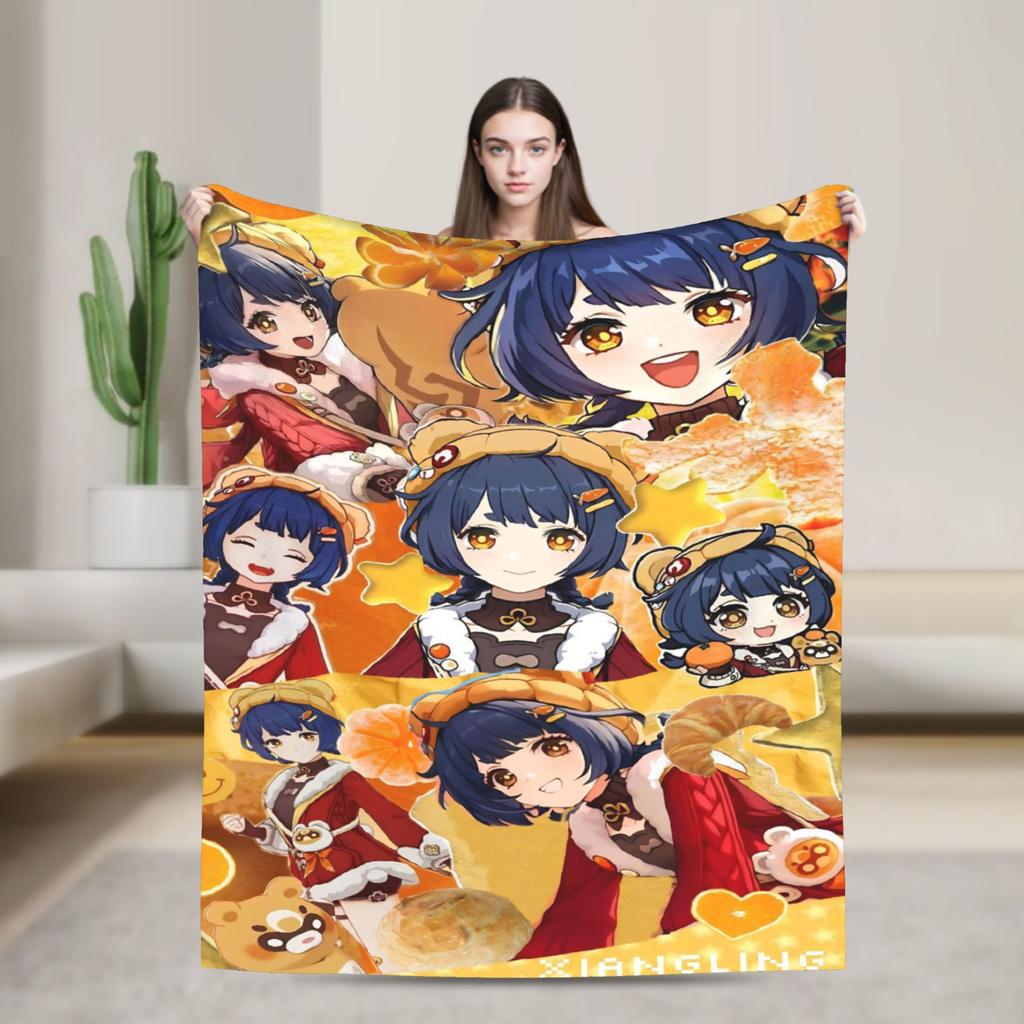 Genshin Impact Diluc Game  Flannel Blankets  Soft Throw Blanket for Outdoor Picnic Novelty Bedspread Sofa Bed Cover