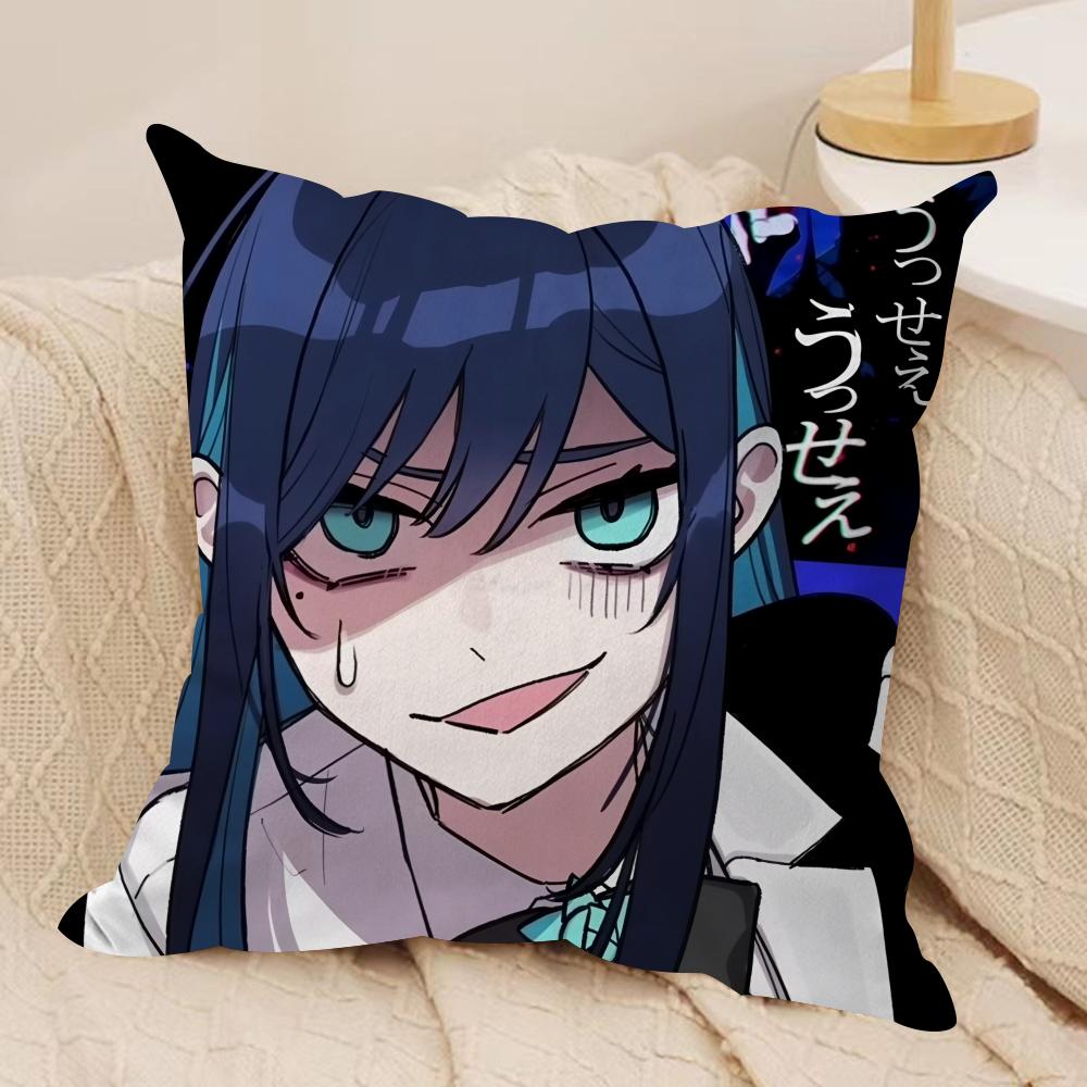 AAdoS anime cute Cushion Cover Silky Short Plush Invisible Zipper Dustproof Sofa Pillow Case for Home Decor