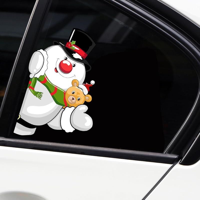 Christmas Decor Elf Peeking Sticker, Car Window Decals Vinyl Waterproof Stickers for Cars Truck SUV Laptop Bumper Car Stickers and Decals (Elf)