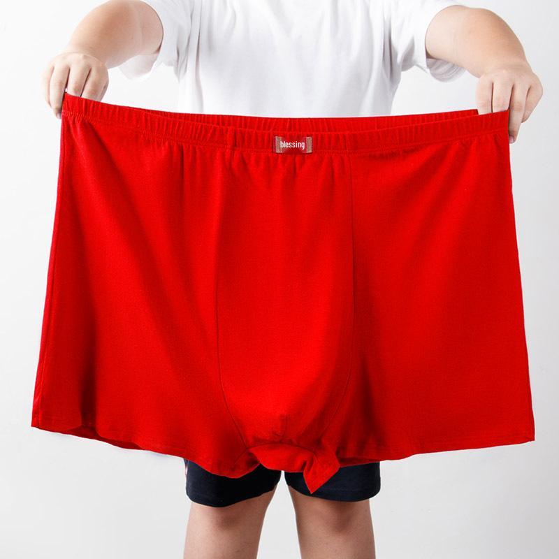 Pure Cotton Plus Size Men's Boxer Briefs - Loose Fit High Waist Underpants for Middle-Aged & Elderly Men