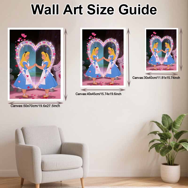 Disney Diamond Art Painting Kit 5D Alice Heart Diamond Painting Dot Art Kit Home Wall Decor