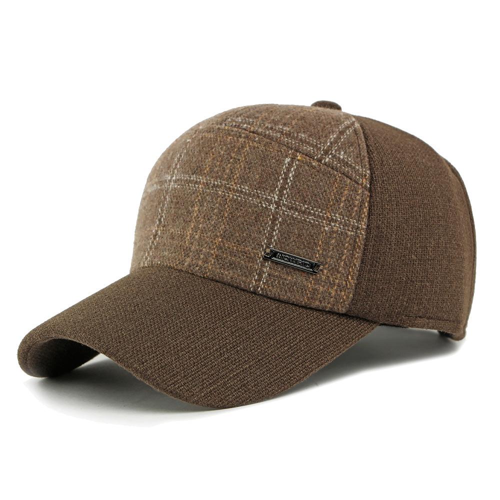 Men's Plaid Wool Blend Baseball Cap - Casual Retro Style Adjustable Hat (5 Color Options)