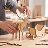 Festive Elk And Sleigh Model Wooden Christmas and Tabletop Ornament DIY Wood Art Craft