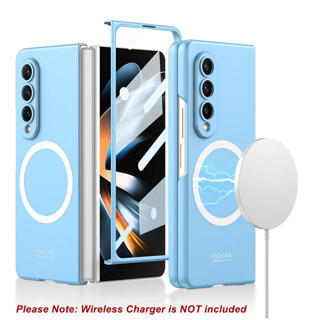 Magnetic Wireless Chargers For Samsung Galaxy Z Fold 4 Case Glass Film Screen Protector Matte Hard Cover