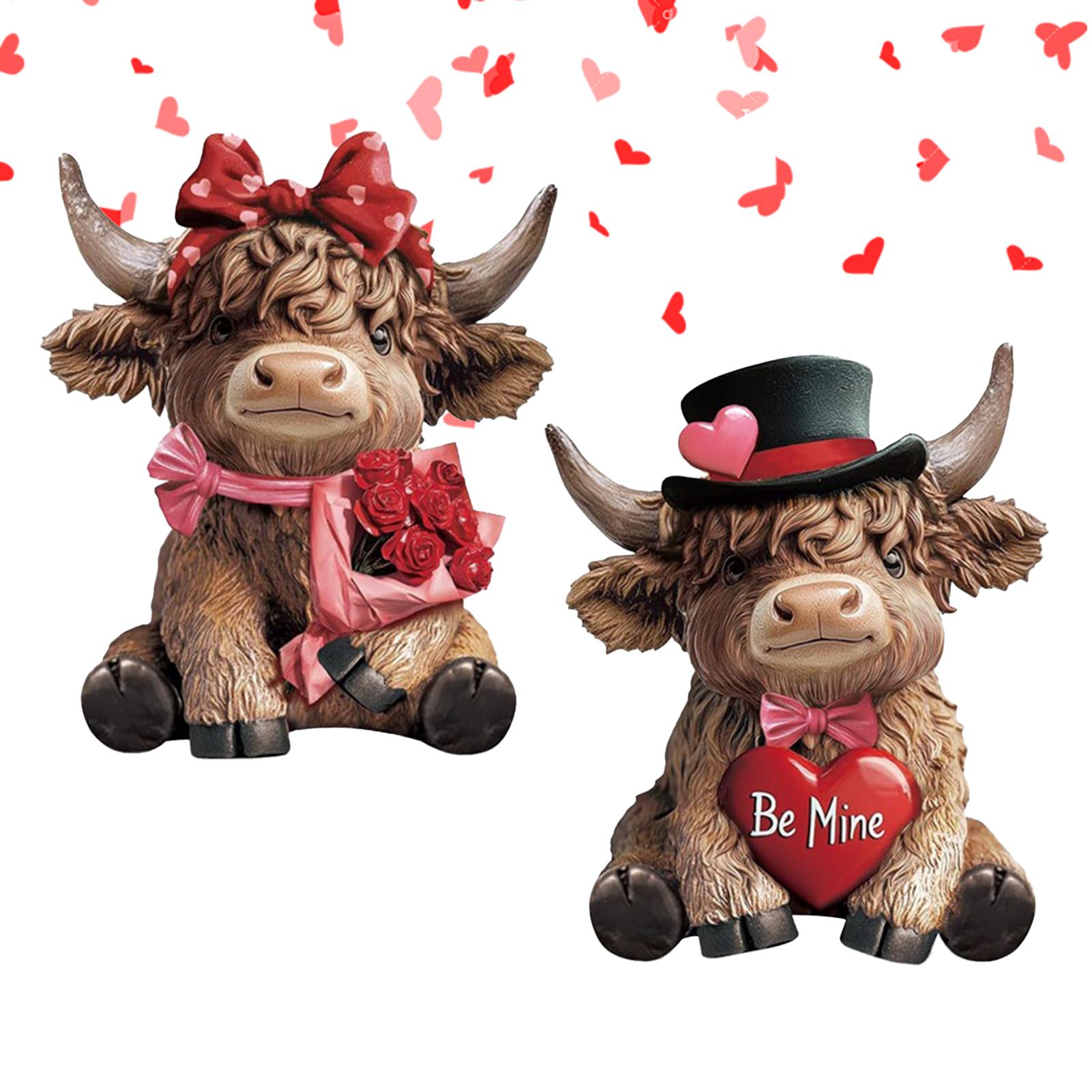 

2pcs Valentine s Day Highland Cow Figurines Scottish Resin Calf Statues Decorations Romantic Highland Bull Dwarfs Ornament CHINA