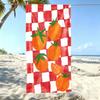 Aesthetic Red Tomato XL Microfiber Beach Towel, Extra Large Blue Gingham Bath Towel, Oversized Wide Travel Blanket Pool Mat