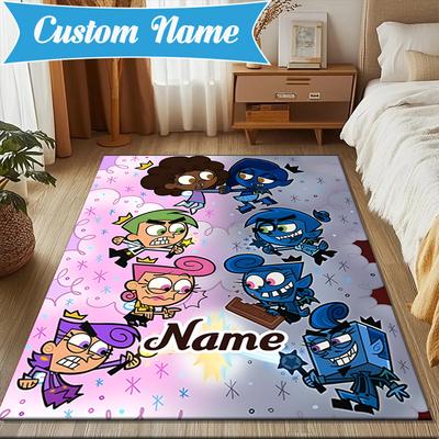 Custom Name Friendship Through Time Rug for Living Room, Game Rooms, Office, Bedroom, Floor Mat Playful Design, Fan Gifts Christmas Decor