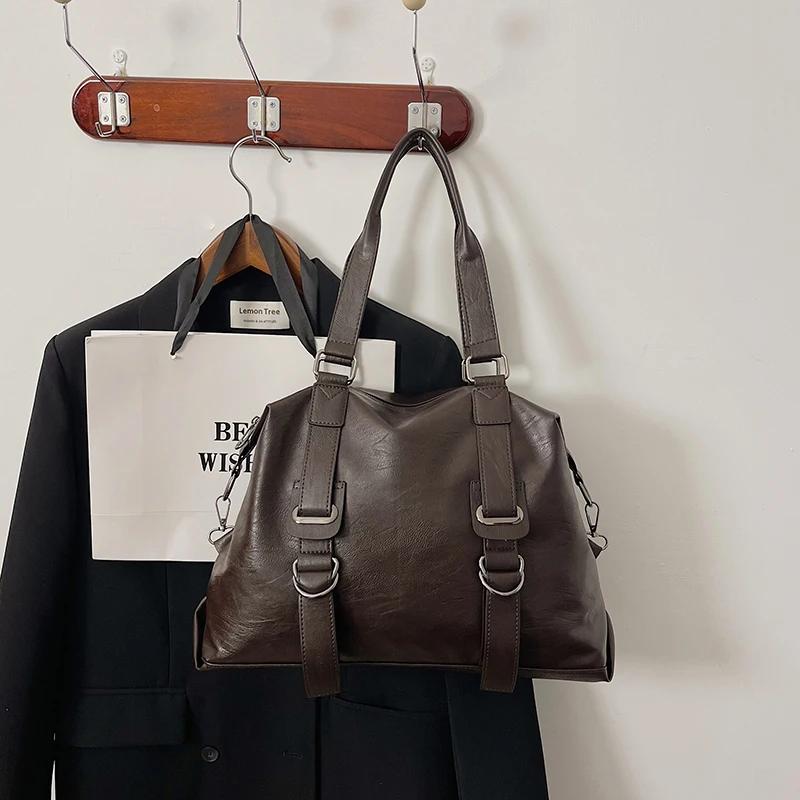 Women's Solid PU Soft Shoulder Bag Interior Zipper Pocket Casual Bags Large Capacity High Quality Fashion