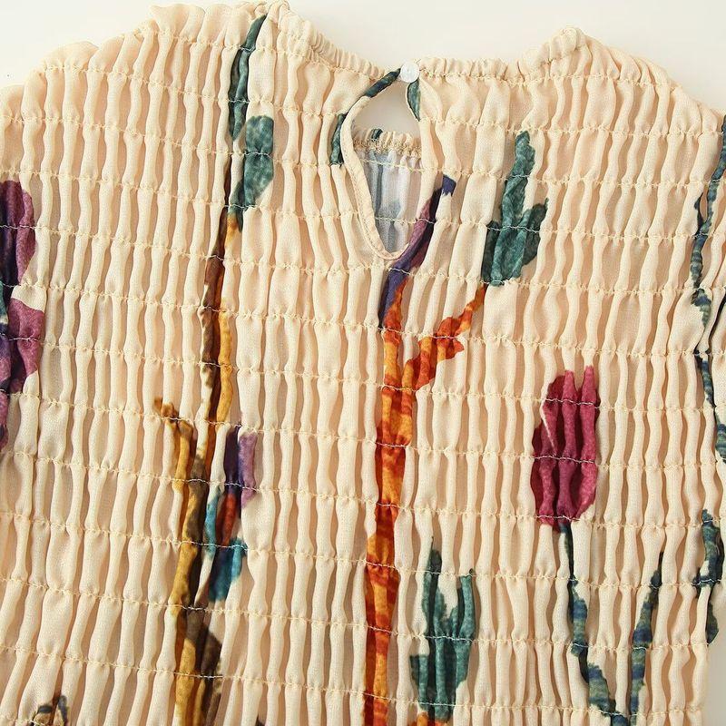 Kaslead New Women Clothes Western Style Fashion Simple Loose Pleated Print Dress