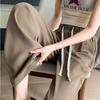 Petite Women's High-Waisted Drapey Drawstring Wide-Leg Summer Pants – 145